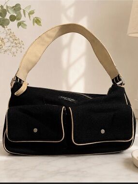 kate spade black and cream fabric purse shoulder bag